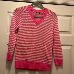 EUC XS J. Crew Hot Pink & Cream striped sweater